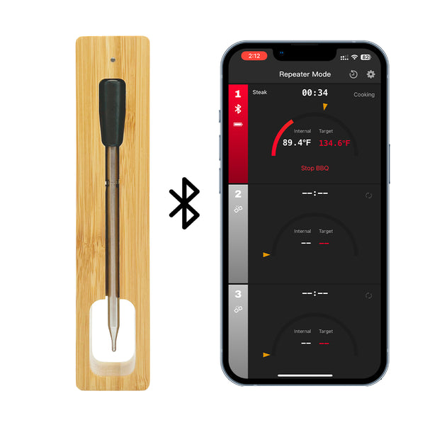 Cooking and frying thermometer - WIFI with frying APP - Repeater ensures long distance to the mobile - Oven, grill or pan.