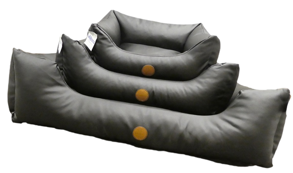 Leather bed - black - dog basket - 2 sizes