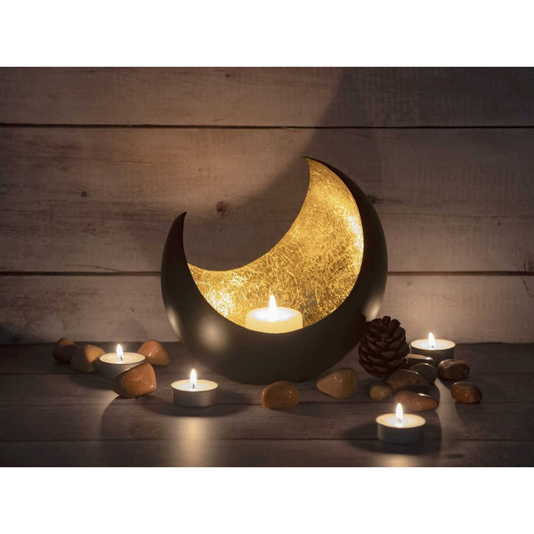 Świecznik - świecznik wykonany w kształcie księżyca/sierpa, wewnątrz złocony na czarno, matowo