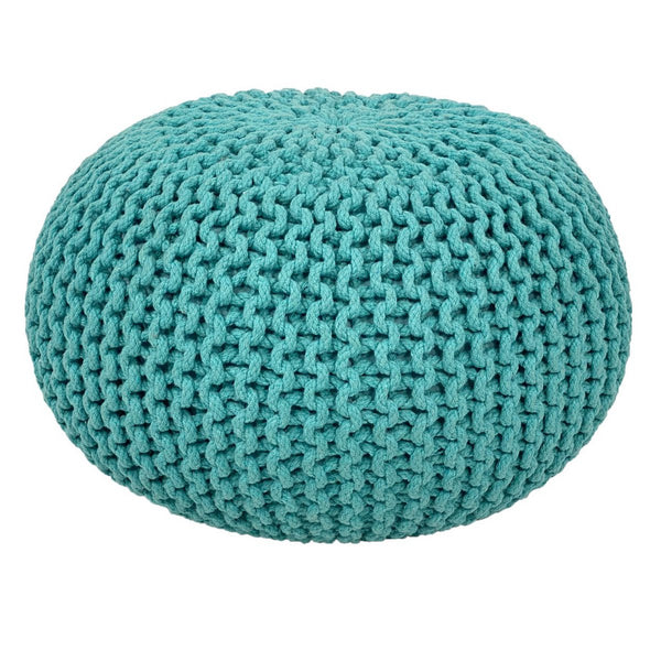 Stołek z dzianiny o średnicy 55 cm (miętowo-zielony) - Pufa/poduszka podłogowa - Grubo tkany wygląd, bardzo wysoka wysokość 37 cm