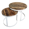 Zestaw stolików kawowych - 2 stoliki boczne - Stolik kawowy okrągły Austin - Metalowa rama