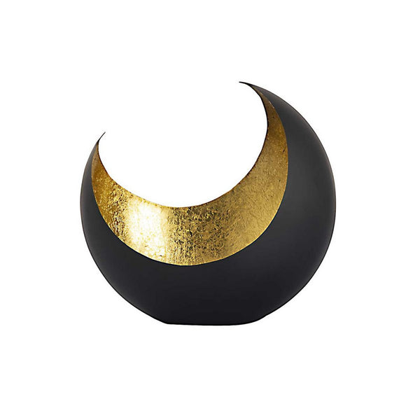 Candle holder - candle holder made as a moon/sickle shape black matt gilded inside