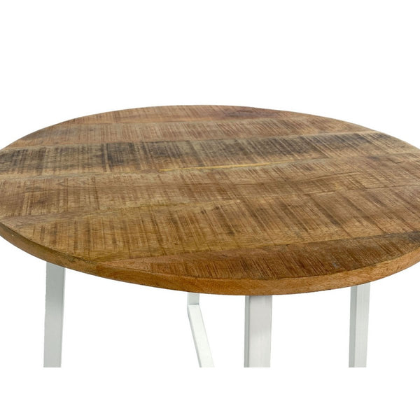 Stolik kawowy - Okrągły stół do salonu 60 cm - Stolik pomocniczy Cannes czarna metalowa rama, biały lub antyczne srebro