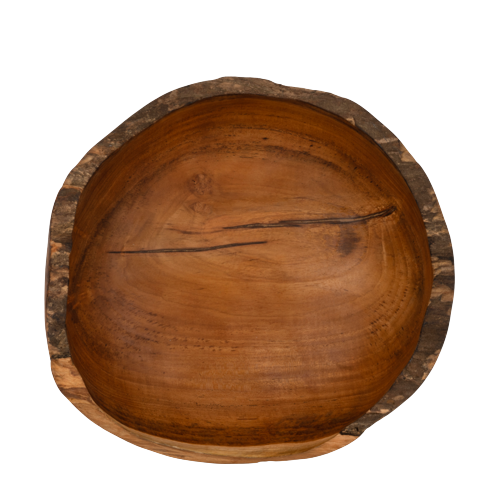 Bowl in Teak wood - approx. 30 cm in diameter and 10 cm high - Salad bowl, fruit bowl, decoration bowl, etc.