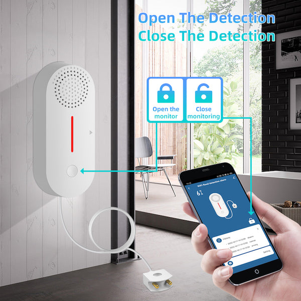 Water leak alarm - Overturn and waterstand alarm - Akustic and light alarm - WIFI with alarm to your mobile