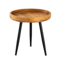 Stolik boczny z drewna okrągłego o średnicy 40 lub 50 cm. Stolik kawowy, stolik do salonu Vancouver, metalowe nóżki w kolorze czarnym matowym