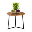 Stolik kawowy okrągły z litego drewna o średnicy 56 cm. Stolik kawowy, stolik boczny La Palma z metalową ramą w kolorze czarnym