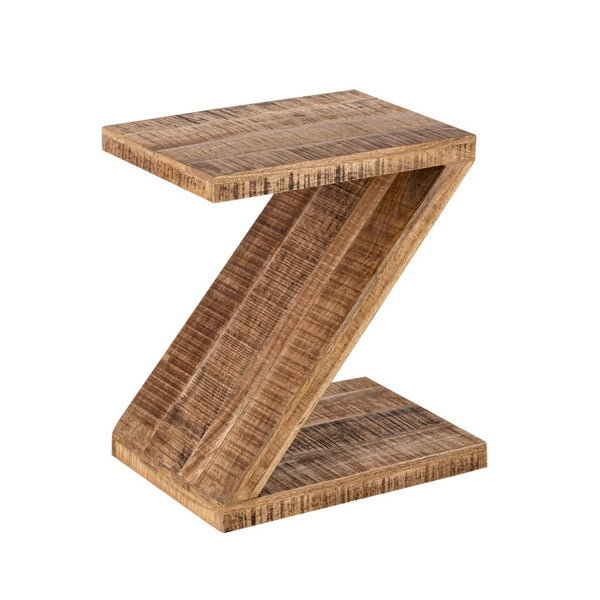 Stolik boczny z drewna w kształcie litery Z - Stolik kawowy Zoro - Stolik kwiatowy - Drewno mango